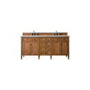 James Martin Brittany 72" Saddle Brown Double Vanity with 3 cm Eternal Serena Quartz Top 650-V72-SBR-3ESR