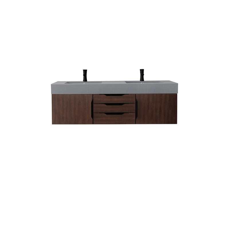 James Martin Mercer Island 59" Double Vanity Coffee Oak Matte Black with Dusk Gray Glossy Composite Top 389-V59D-CFO-MB-DGG