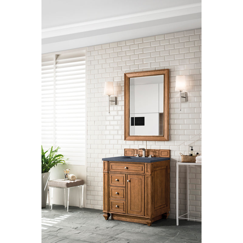 James Martin Bristol 30" Single Vanity Saddle Brown with 3 cm Charcoal Soapstone Quartz Top 157-V30-SBR-3CSP