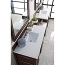 James Martin De Soto 118" Double Vanity Set Burnished Mahogany with Makeup Table 3 cm Classic White Quartz Top 825-V118-BNM-DU-CLW