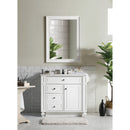 James Martin Bristol 36" Single Vanity Bright White with 3 cm Arctic Fall Solid Surface Top 157-V36-BW-3AF