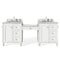 James Martin Copper Cove Encore 86" Double Vanity Set Bright White with Makeup Table 3 cm Arctic Fall Solid Surface Top 301-V86-BW-DU-3AF