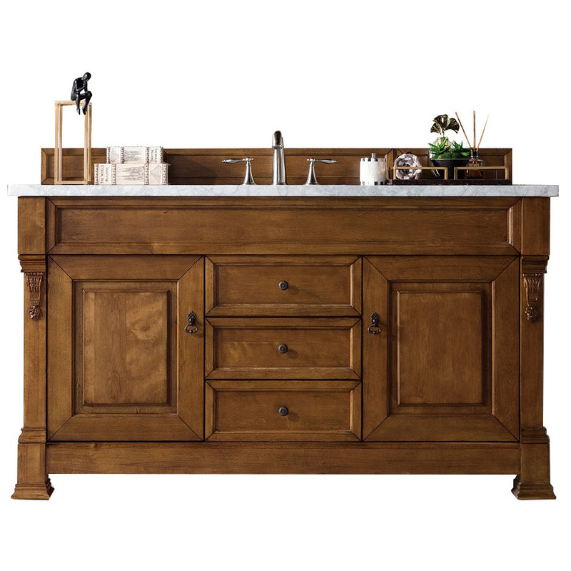 James Martin Brookfield 60" Country Oak Single Vanity with 3 cm Eternal Jasmine Pearl Quartz Top 147-114-5371-3EJP