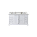 James Martin Providence 60" Double Vanity Cabinet Bright White with 3 cm Ethereal Noctis Quartz Top 238-105-V60D-BW-3ENC