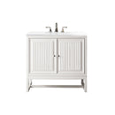 James Martin Athens 36" Single Vanity Cabinet Glossy White with 3 cm Classic White Quartz Top E645-V36-GW-3CLW