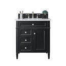 James Martin Brittany 30" Single Vanity Black Onyx with 3 cm Classic White Quartz Top 650-V30-BKO-3CLW