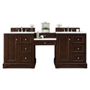 James Martin De Soto 82" Double Vanity Set Burnished Mahogany with Makeup Table 3 cm Arctic Fall Solid Surface Top 825-V82-BNM-DU-AF