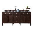 James Martin Brittany 72" Burnished Mahogany Double Vanity with 3 cm Classic White Quartz Top 650-V72-BNM-3CLW