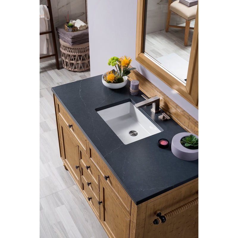 James Martin Copper Cove 48" Single Vanity Cabinet Driftwood Patina with 3 cm Charcoal Soapstone Quartz Top 300-V48-DRP-3CSP