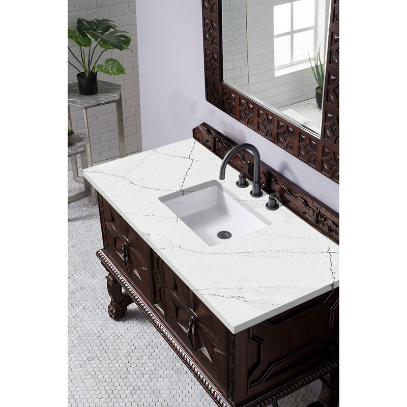 James Martin Balmoral 48" Single Vanity Cabinet Antique Walnut with 3 cm Ethereal Noctis Quartz Top 150-V48-ANW-3ENC