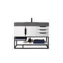 James Martin Columbia 48" Single Vanity Glossy White Matte Black with Dusk Gray Glossy Composite Top 388-V48-GW-MB-DGG