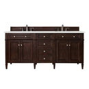 James Martin Brittany 72" Burnished Mahogany Double Vanity with 3 cm Eternal Serena Quartz Top 650-V72-BNM-3ESR