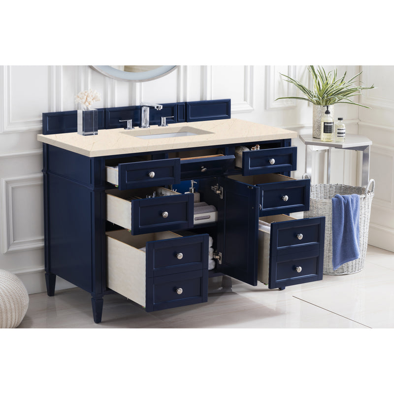 James Martin Brittany 48" Victory Blue Single Vanity with 3 cm Eternal Marfil Quartz Top 650-V48-VBL-3EMR