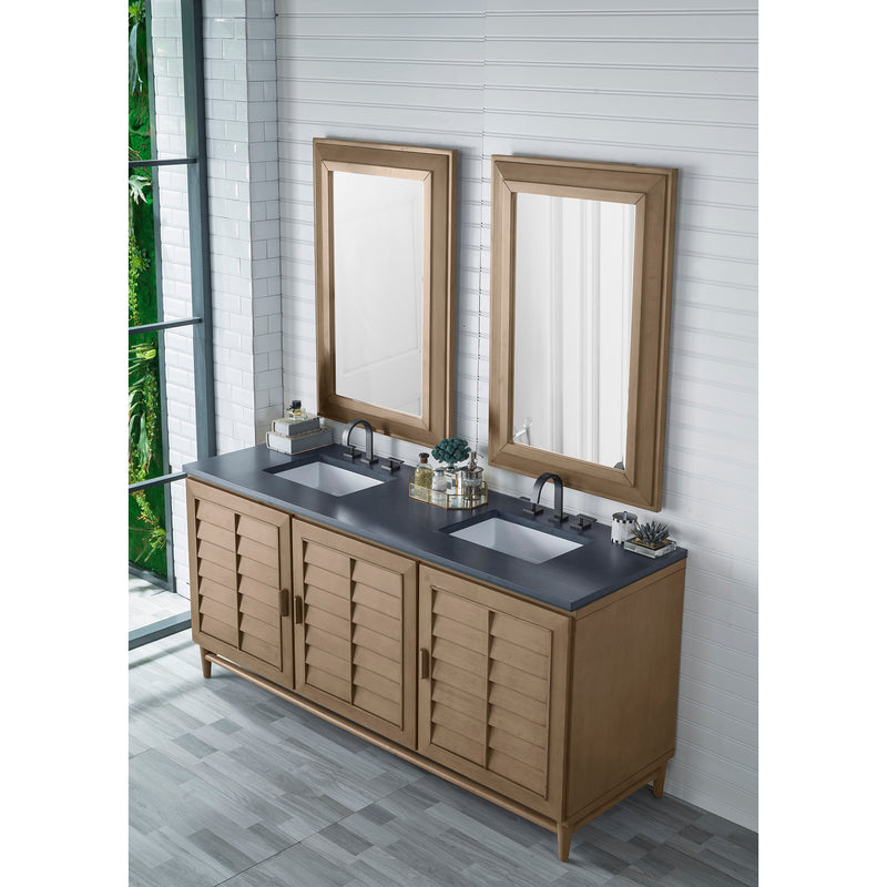 James Martin Portland 72" Double Vanity Whitewashed Walnut with 3 cm Charcoal Soapstone Quartz Top 620-V72-WW-3CSP