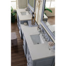 James Martin De Soto 118" Double Vanity Set Silver Gray with Makeup Table 3 cm Classic White Quartz Top 825-V118-SL-DU-CLW