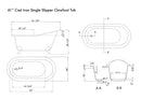 Cambridge Plumbing Cast Iron Slipper Clawfoot Tub 61" x 30" No Faucet Drillings Package