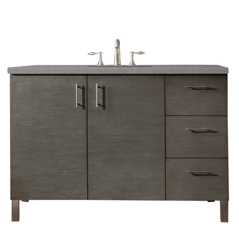 James Martin Metropolitan 48" Single Vanity Silver Oak with 3 cm Grey Expo Quartz Top 850-V48-SOK-3GEX