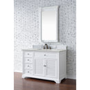 James Martin Savannah 48" Single Vanity Cabinet Bright White with 3 cm Eternal Jasmine Pearl Quartz Top 238-104-V48-BW-3EJP