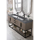 James Martin Columbia 72" Double Vanity Ash Gray Matte Black with Dusk Gray Glossy Composite Top 388-V72D-AGR-MB-DGG