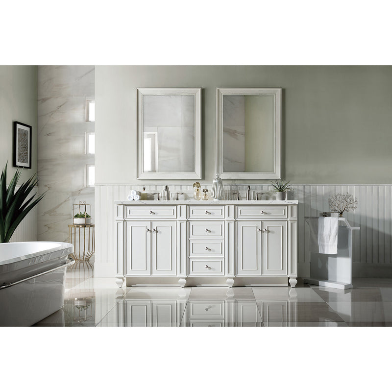 James Martin Bristol 72" Double Vanity Bright White with 3 cm Ethereal Noctis Quartz Top 157-V72-BW-3ENC