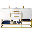 James Martin Columbia 59" Double Vanity Glossy White Radiant Gold 388-V59D-GW-RG