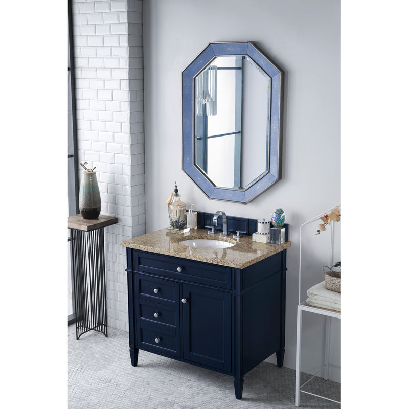 James Martin Brittany 36" Victory Blue Single Vanity with 3 cm Santa Cecilia Top 650-V36-VBL-3ODSC