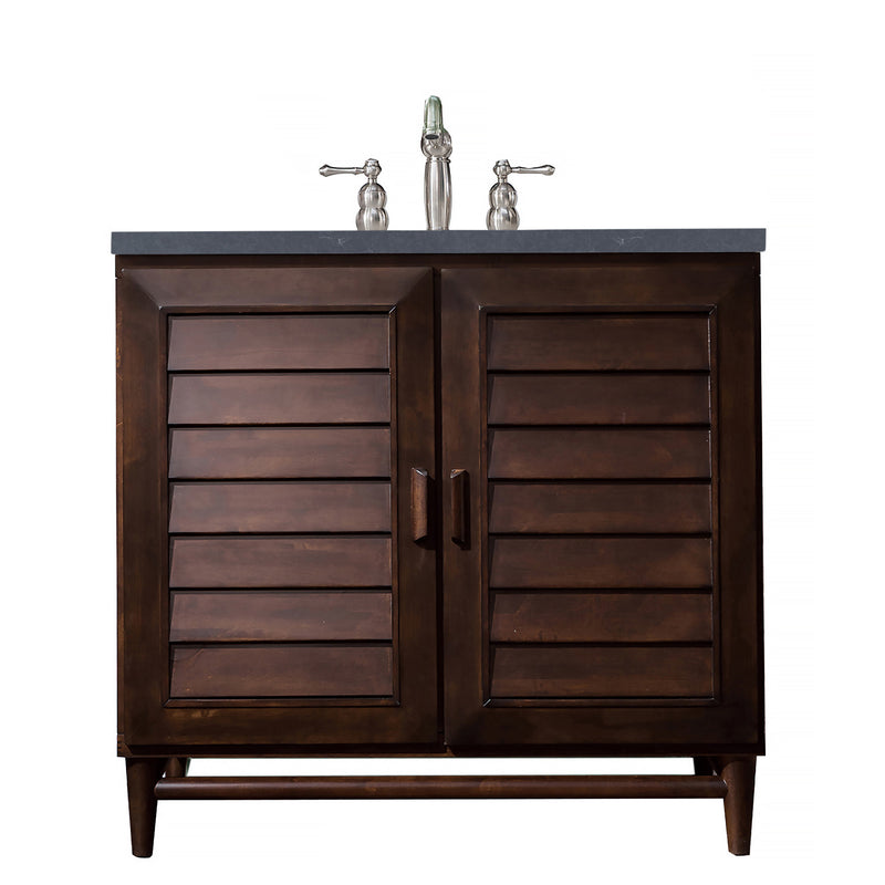 James Martin Portland 36" Single Vanity Burnished Mahogany with 3 cm Charcoal Soapstone Quartz Top 620-V36-BNM-3CSP