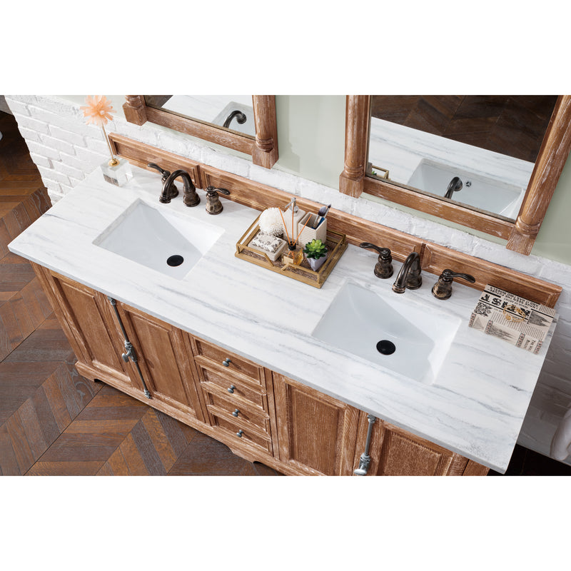 James Martin Providence 72" Driftwood Double Vanity with 3 cm Arctic Fall Solid Surface Top 238-105-5711-3AF