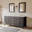 Cambridge Plumbing 72" Espresso Solid Wood and Porcelain Double Vanity