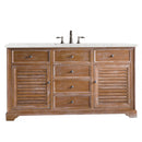 James Martin Savannah 60" Single Vanity Cabinet Driftwood with 3 cm Eternal Jasmine Pearl Quartz Top 238-104-5311-3EJP