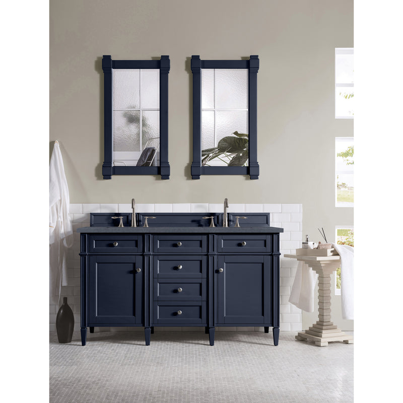 James Martin Brittany 60" Victory Blue Double Vanity with 3 cm Charcoal Soapstone Quartz Top 650-V60D-VBL-3CSP