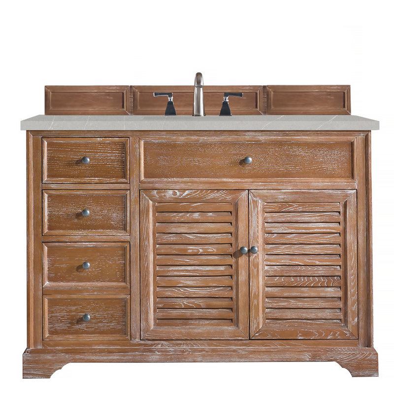 James Martin Savannah 48" Single Vanity Cabinet Driftwood with 3 cm Eternal Serena Quartz Top 238-104-5211-3ESR