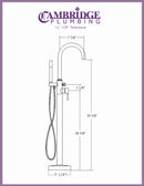 Cambridge Plumbing Modern Freestanding Tub Filler Faucet Shower Wand PC