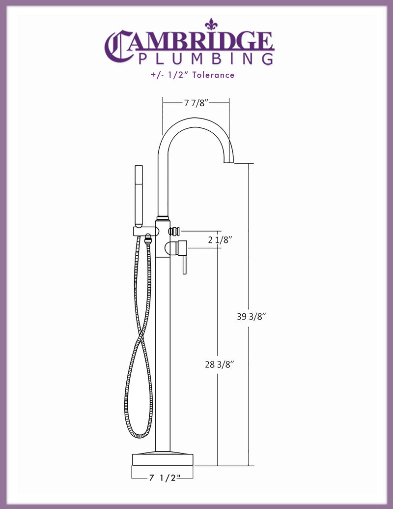 Cambridge Plumbing Complete Package for Free Standing Tubs No Faucet Holes BRZ Finish