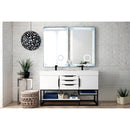 James Martin Columbia 59" Double Vanity Glossy White Matte Black with Glossy White Composite Top 388-V59D-GW-MB-GW