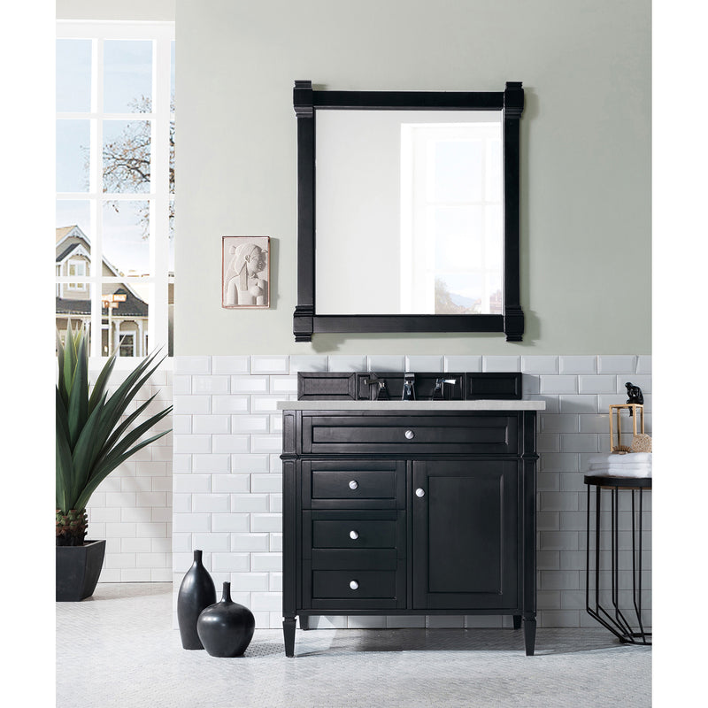 James Martin Brittany 36" Black Onyx Single Vanity with 3 cm Eternal Serena Quartz Top 650-V36-BKO-3ESR