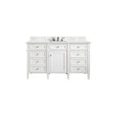 James Martin Brittany 60" Bright White Single Vanity with 3 cm Ethereal Noctis Quartz Top 650-V60S-BW-3ENC