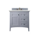 James Martin Palisades 36" Single Vanity Silver Gray with 3 cm Ethereal Noctis Quartz Top 527-V36-SL-3ENC