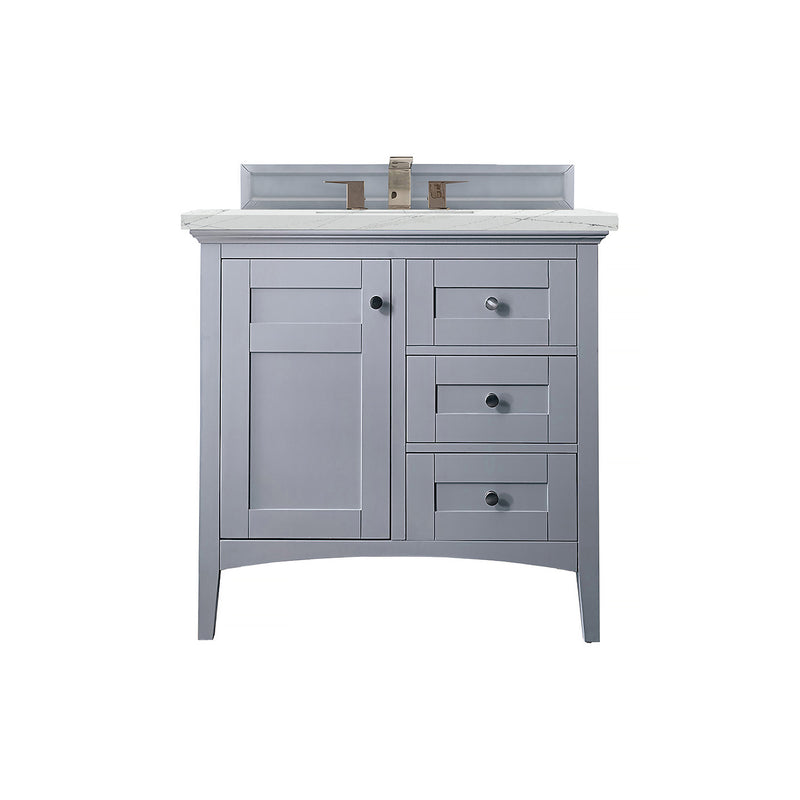 James Martin Palisades 36" Single Vanity Silver Gray with 3 cm Ethereal Noctis Quartz Top 527-V36-SL-3ENC