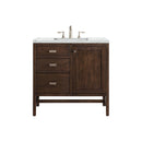 James Martin Addison 36" Single Vanity Cabinet Mid Century Acacia with 3 cm Ethereal Noctis Quartz Top E444-V36-MCA-3ENC