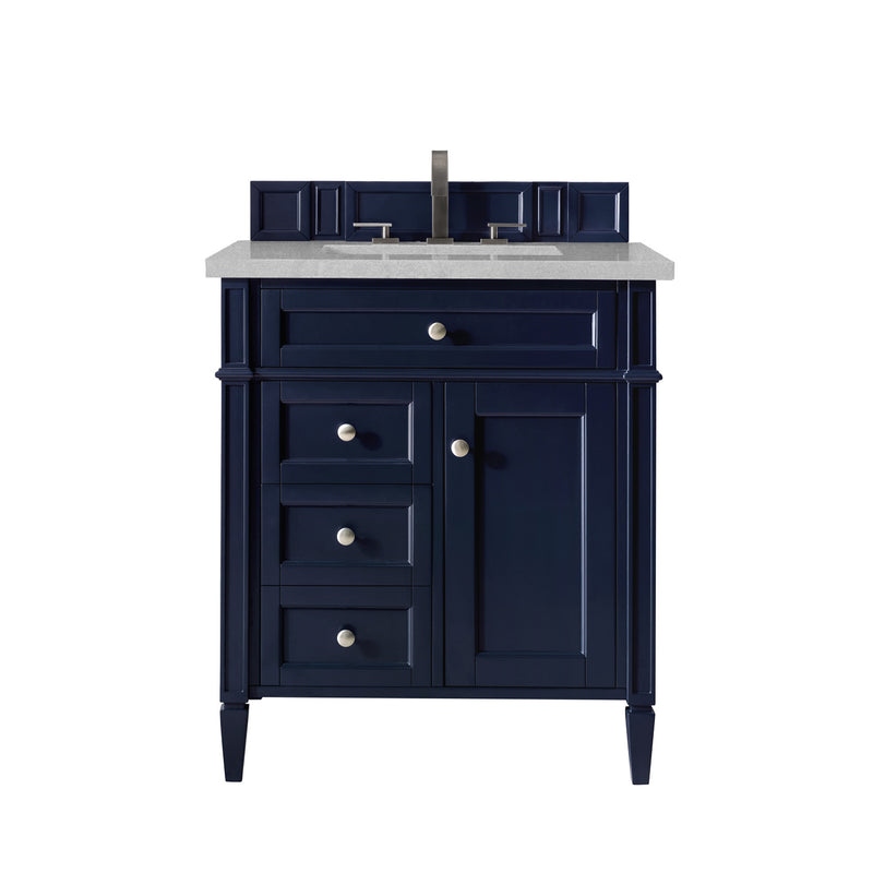 James Martin Brittany 30" Single Vanity Victory Blue with 3 cm Eternal Serena Quartz Top 650-V30-VBL-3ESR