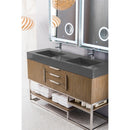 James Martin Columbia 59" Double Vanity Latte Oak with Dusk Gray Glossy Composite Top 388-V59D-LTO-BN-DGG