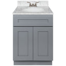 Cherry Bathroom Vanity 24", Cara White Marble Top, Faucet LB3B CW254-24CG-3B