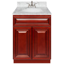 Cherry Bathroom Vanity 24", Cara White Marble Top, Faucet LB5B CW254-24CH-5B