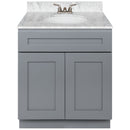 Cherry Bathroom Vanity 30", Cara White Marble Top, Faucet LB3B CW314-30CG-3B