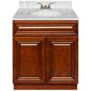 Brown Bathroom Vanity 30", Cara White Marble Top, Faucet LB3B CW314-30GN-3B