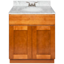 Brown Bathroom Vanity 30", Cara White Marble Top, Faucet LB3B CW314-30NP-3B