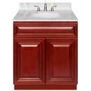 Cherry Bathroom Vanity 30", Cara White Marble Top, Faucet LB4B CW318-30CH-4B