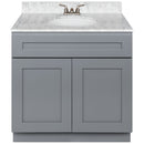 Cherry Bathroom Vanity 36", Cara White Marble Top, Faucet LB3B CW374-36CG-3B