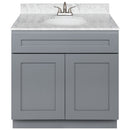 Cherry Bathroom Vanity 36", Cara White Marble Top, Faucet LB5B CW374-36CG-5B